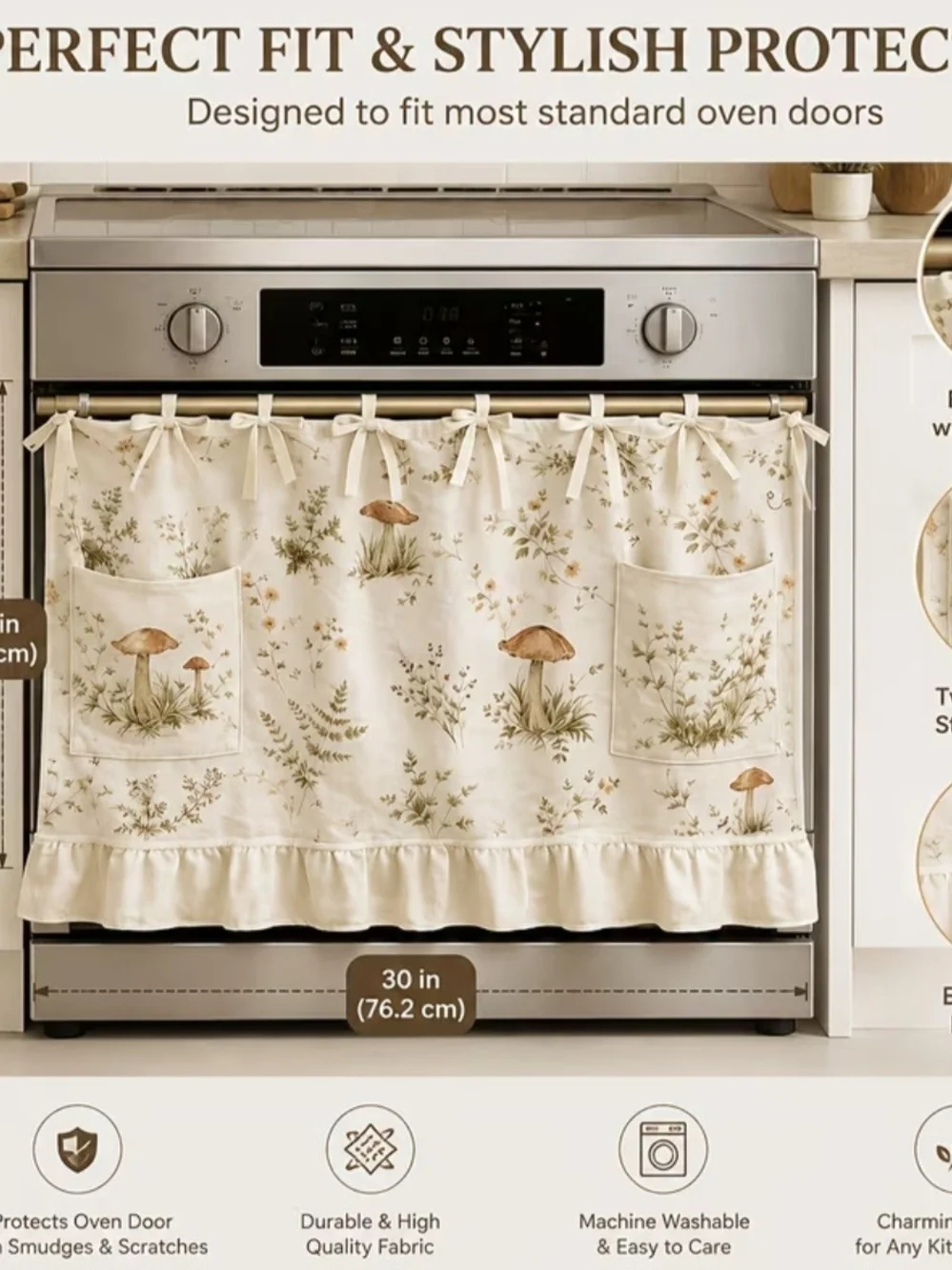 Farmhouse Plaid Ruffled Stove Skirt - Apron Black and Cream